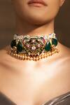 Buy_joules by radhika_White Stones Abstract Embellished Choker _at_Aza_Fashions