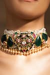 Shop_joules by radhika_White Stones Abstract Embellished Choker _at_Aza_Fashions