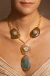 Buy_Joules by Radhika_Multi Color Stones Drop Pendant Necklace _at_Aza_Fashions