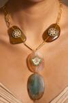 Shop_Joules by Radhika_Multi Color Stones Drop Pendant Necklace _at_Aza_Fashions