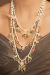 Shop_joules by radhika_Multi Color Stones Embellished Layered Necklace _at_Aza_Fashions