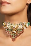 Shop_Joules by Radhika_Multi Color Stones Carved Geometric Embellished Choker _at_Aza_Fashions