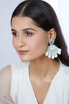 Samyukta Singhania_Blue Pearls Shell Patch Embellished Earrings _Online_at_Aza_Fashions