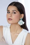 Shop_Samyukta Singhania_Blue Pearls Shell Patch Embellished Earrings _Online_at_Aza_Fashions