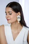 Samyukta Singhania_White Beads Love Affair Shell Embellished Earrings _Online_at_Aza_Fashions