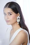 Samyukta Singhania_White Beads Love Affair Shell Embellished Earrings _at_Aza_Fashions