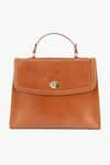 Tan & Loom_Brown Plain City Satchel Bag _Online