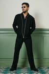 Buy_Asuka_Black Lachka Solid Zip-up Jacket With Pant _Online_at_Aza_Fashions