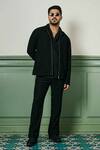 Shop_Asuka_Black Lachka Solid Zip-up Jacket With Pant _Online_at_Aza_Fashions