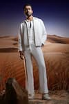 Buy_Asuka_White Lachka Plain Zip-up Jacket With Straight Pant _at_Aza_Fashions