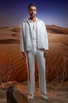 Shop_Asuka_White Lachka Plain Zip-up Jacket With Straight Pant _at_Aza_Fashions