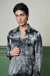 Buy_Asuka_Black Habutai Silk Printed Abstract Eclipse Harmony Shirt _Online_at_Aza_Fashions