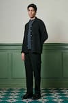 Asuka_Black Biscuit Crepe Textured Jacket With Trouser _Online_at_Aza_Fashions