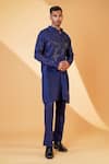 Shop_MENERO_Blue Chanderi Silk Embroidered Cutdana Kurta And Pant Set _Online_at_Aza_Fashions