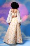 Shop_Shilpi Gupta_Ivory Organza With Bamberg Blouse Embroidery Block Print Lehenga _at_Aza_Fashions