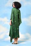 Shop_Shilpi Gupta_Green Modal Satin Embroidery Zari Round High Neck Crystal Kaftan Dress _at_Aza_Fashions