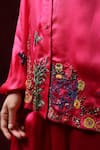 Shilpi Gupta_Pink Bamberg Satin Embroidery Cutdana Collar Border Shirt _at_Aza_Fashions