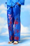 Shop_Shilpi Gupta_Blue Heavy Satin Embroidery Floral Patchwork Pant _Online_at_Aza_Fashions