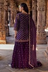 Shop_Kritika Dawar_Purple Silk Embroidery Gota Round Neck Naqsh Ambrosia Kurti Gharara Set _at_Aza_Fashions