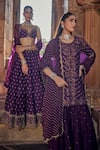 Buy_Kritika Dawar_Purple Silk Embroidery Gota Round Neck Naqsh Ambrosia Kurti Gharara Set 