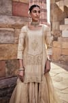 Kritika Dawar_Ivory Silk Embroidery Dabka Round Neck Alaya Gul Kurta Sharara Set _at_Aza_Fashions