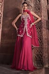 Buy_Kritika Dawar_Pink Silk Embroidery Dabka Sweetheart Aliyah Blossom Garden Kurti Sharara Set _at_Aza_Fashions