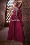 Kritika Dawar_Pink Silk Embroidery Dabka Sweetheart Aliyah Blossom Garden Kurti Sharara Set _at_Aza_Fashions