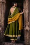 Shop_Kritika Dawar_Green Silk Chanderi Embroidery Dori Round Neck Zoha Phool Bahar Anarkali Set _at_Aza_Fashions