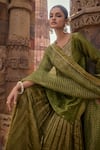 Buy_Kritika Dawar_Green Chanderi Embroidery Dabka Notched Erum Glory Bloom Kurti Gharara Set 