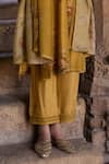 Kritika Dawar_Yellow Chanderi Print Phool V Neck Zainab Kurta Pant Set _Online_at_Aza_Fashions