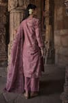 Shop_Kritika Dawar_Pink Chanderi Print Phool V Neck Zainab Bloom Kurta Pant Set _at_Aza_Fashions