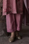 Buy_Kritika Dawar_Pink Chanderi Print Phool V Neck Zainab Bloom Kurta Pant Set _Online_at_Aza_Fashions