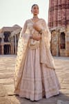 Buy_Kritika Dawar_Ivory Silk Embroidery Chikankari Heer Mughal Bloom Bridal Lehenga Set _at_Aza_Fashions