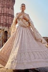 Shop_Kritika Dawar_Ivory Silk Embroidery Chikankari Heer Mughal Bloom Bridal Lehenga Set _Online_at_Aza_Fashions