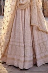 Buy_Kritika Dawar_Ivory Silk Embroidery Chikankari Heer Mughal Bloom Bridal Lehenga Set 