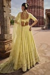 Shop_Kritika Dawar_Yellow Chikankari Silk Georgette Embroidery Mehreen Bahara Bridal Lehenga Set _at_Aza_Fashions