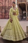 Buy_Kritika Dawar_Yellow Chikankari Silk Georgette Embroidery Mehreen Bahara Bridal Lehenga Set _Online_at_Aza_Fashions