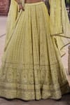 Kritika Dawar_Yellow Chikankari Silk Georgette Embroidery Mehreen Bahara Bridal Lehenga Set _Online