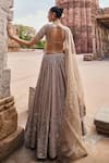 Shop_Kritika Dawar_Grey Mukaish Georgette Embroidery Zahra Paisley Phool Bridal Lehenga Set _at_Aza_Fashions