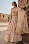 Buy_Kritika Dawar_Pink Chikankari Georgette Embroidery Zeenat Florin Jaal Bridal Lehenga Set _at_Aza_Fashions