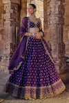 Buy_Kritika Dawar_Purple Silk Embroidery Dabka Sweetheart Raya Florin Bahar Bridal Lehenga Set _at_Aza_Fashions