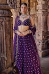 Shop_Kritika Dawar_Purple Silk Embroidery Dabka Sweetheart Raya Florin Bahar Bridal Lehenga Set _Online_at_Aza_Fashions