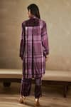 Shop_Rainas_Purple Velvet Printed Geometric Collared Long Shirt With Pant _at_Aza_Fashions