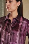 Buy_Rainas_Purple Velvet Printed Geometric Collared Long Shirt With Pant _Online_at_Aza_Fashions