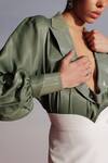 Sameer Madan_Green Cotton Satin Rayon Embellished Sequin Notched After Eight Martini Bodysuit _Online_at_Aza_Fashions