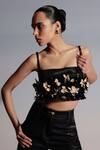 Buy_Sameer Madan_Black Jersey Hand Embroidered Applique Square Bourbon Ball Top _at_Aza_Fashions