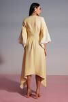 Shop_Sameer Madan_Yellow Banana Crepe Plunge-v Caiprioshka A-line Dress _at_Aza_Fashions