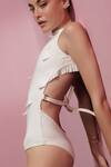 Buy_Sameer Madan_White Jersey Embellished Leather Round Daiquiri Bodysuit _Online_at_Aza_Fashions