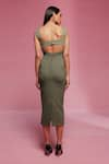 Shop_Sameer Madan_Green Jersey Leather Sweetheart Emerald Isle Bodycon Dress _at_Aza_Fashions