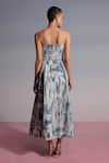 Shop_Sameer Madan_Blue Cloud Denim Print Glitch Strapless Frostbite Box Pleated Dress _at_Aza_Fashions